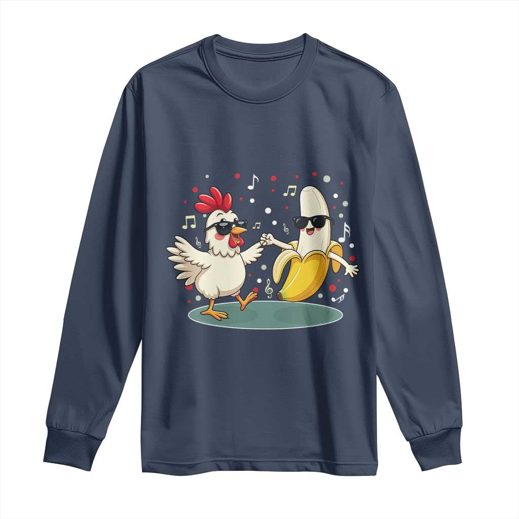 Funny Banana Chicken Dance Long Sleeve Shirt Chaos Dance Meme Graphic