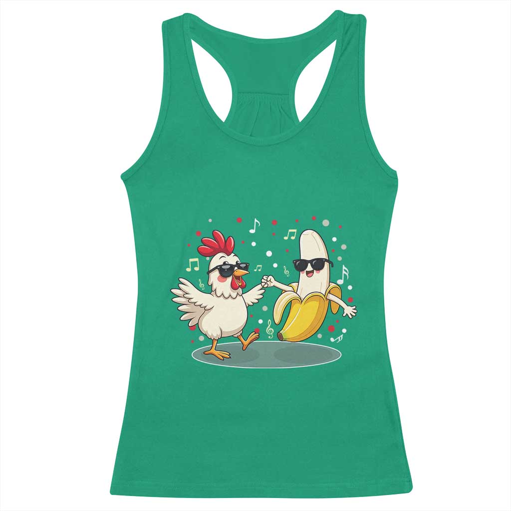 Funny Banana Chicken Dance Racerback Tank Top Chaos Dance Meme Graphic