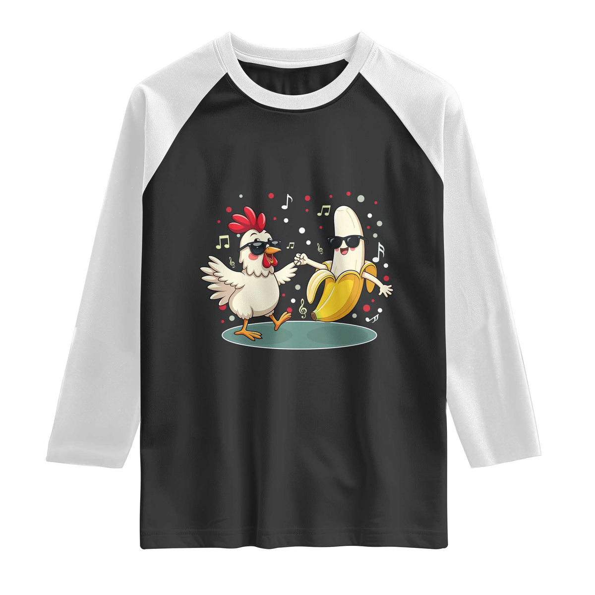 Funny Banana Chicken Dance Raglan Shirt Chaos Dance Meme Graphic