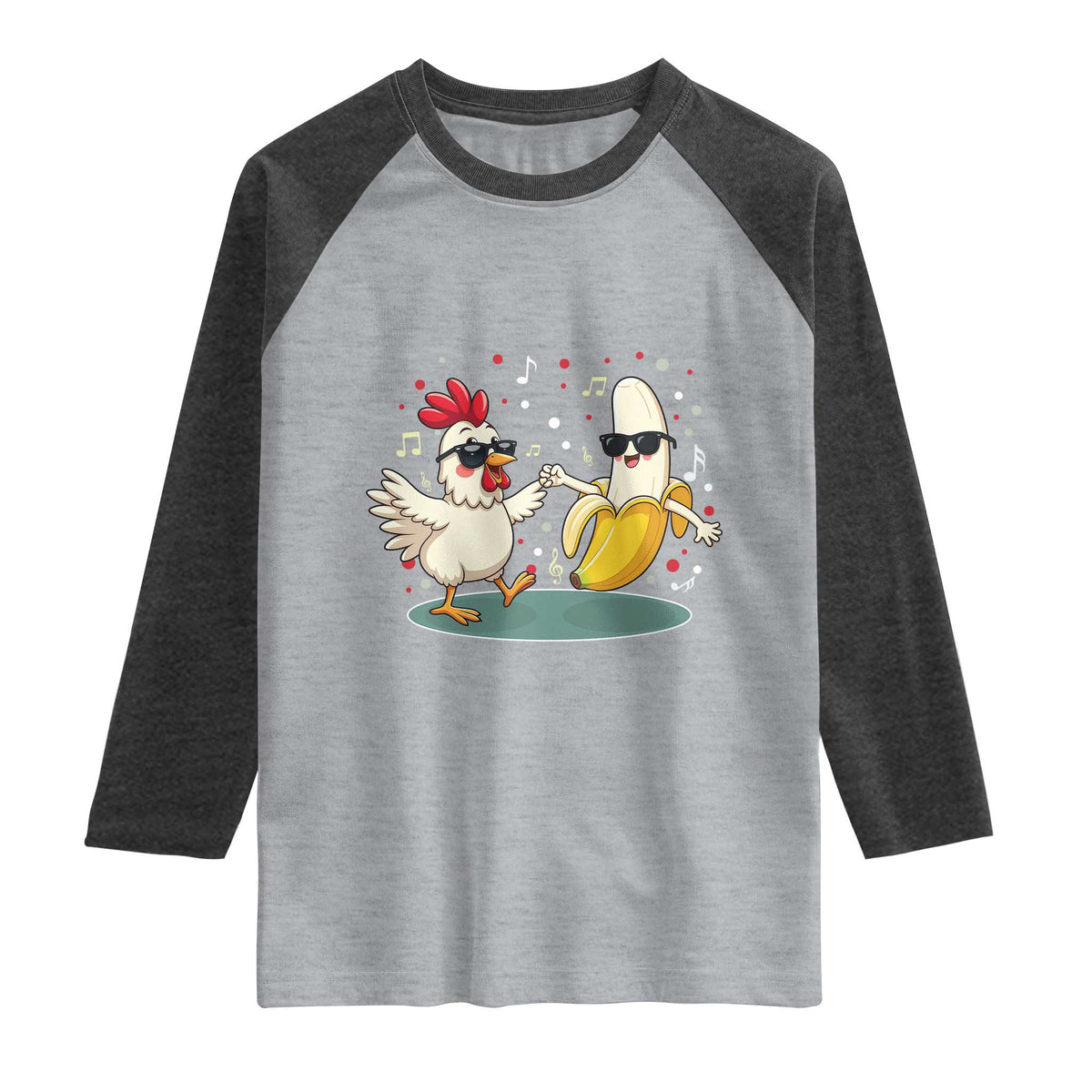 Funny Banana Chicken Dance Raglan Shirt Chaos Dance Meme Graphic