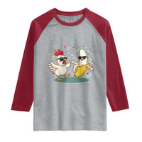 Funny Banana Chicken Dance Raglan Shirt Chaos Dance Meme Graphic