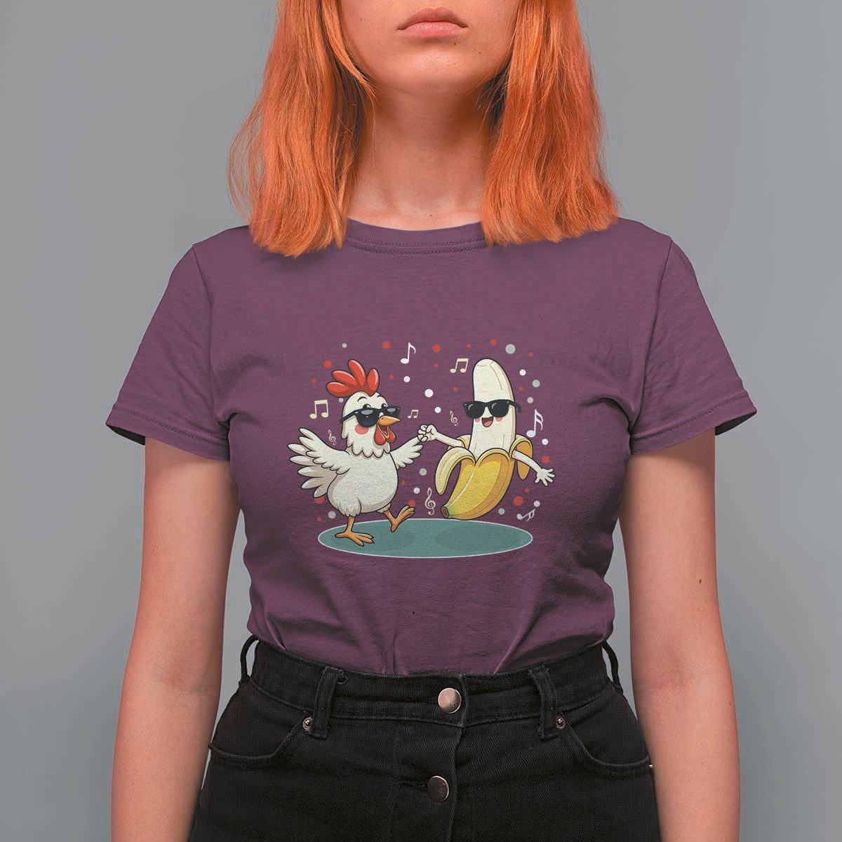 Funny Banana Chicken Dance T Shirt For Women Chaos Dance Meme Graphic
