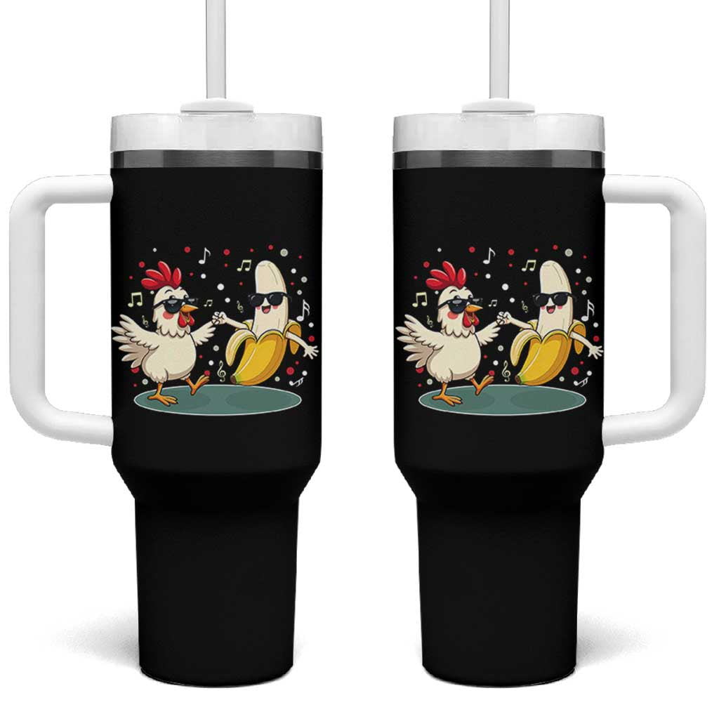 Funny Banana Chicken Dance Tumbler With Handle Chaos Dance Meme Graphic