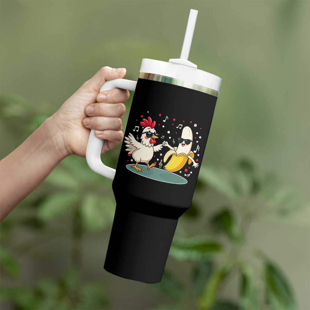 Funny Banana Chicken Dance Tumbler With Handle Chaos Dance Meme Graphic