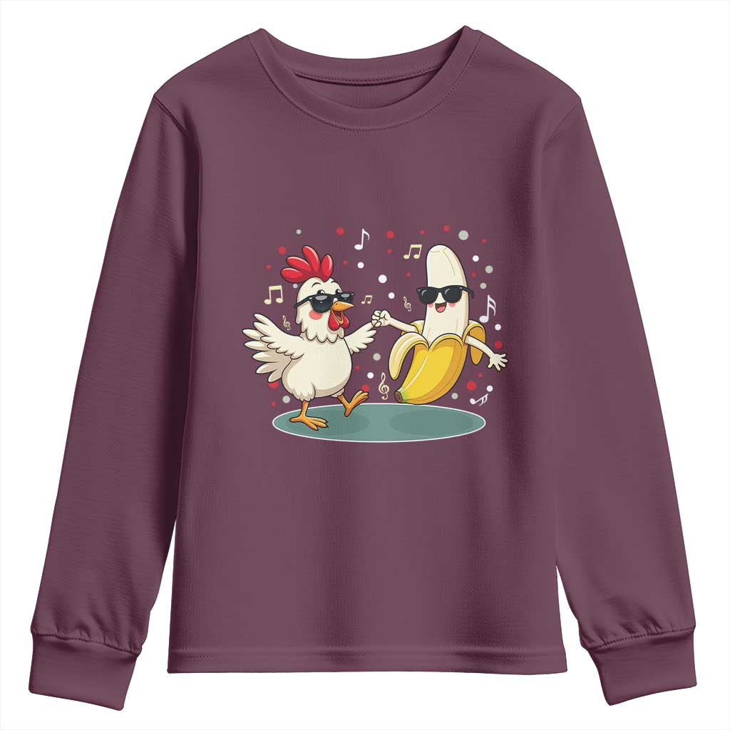 Funny Banana Chicken Dance Youth Sweatshirt Chaos Dance Meme Graphic