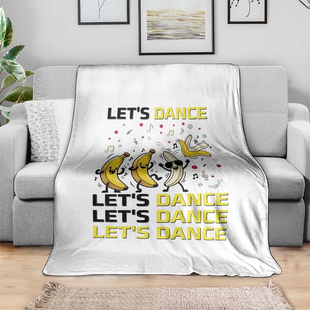 Funny Dancing Banana Throw Blanket Lets Dance Silly Meme Graphic