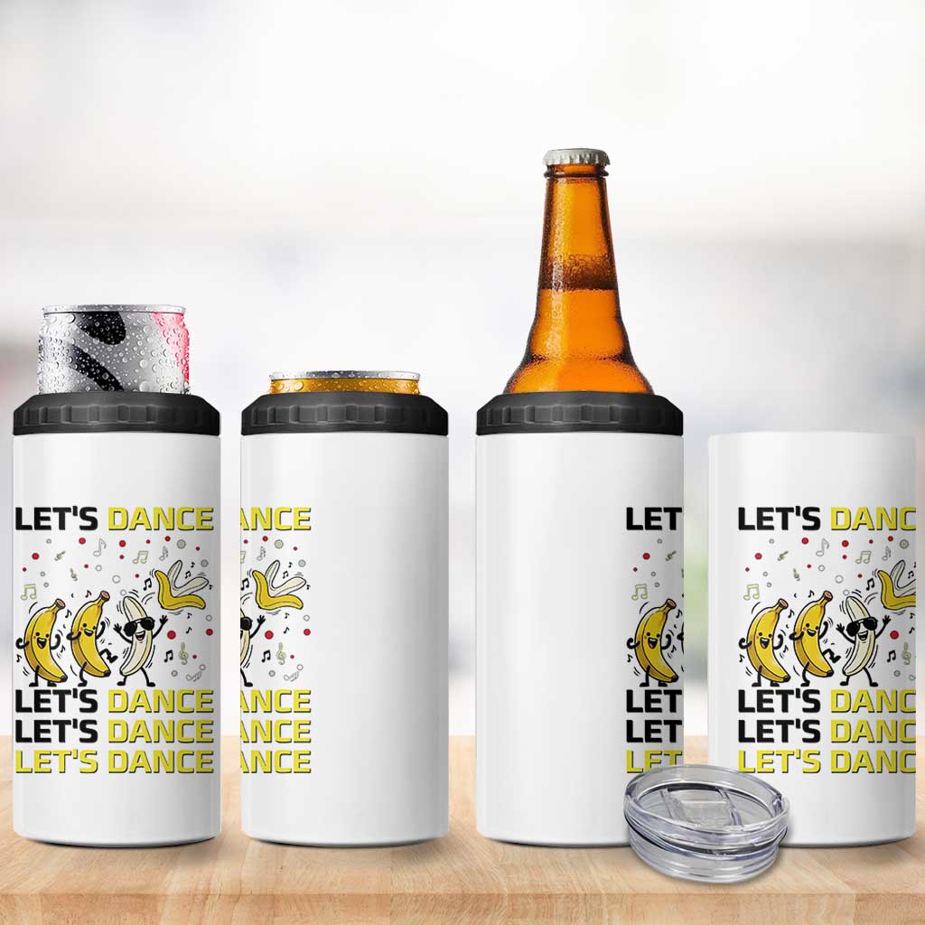 Funny Dancing Banana 4 in 1 Can Cooler Tumbler Lets Dance Silly Meme Graphic