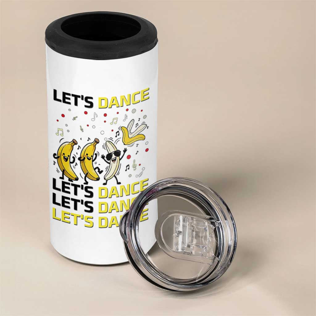 Funny Dancing Banana 4 in 1 Can Cooler Tumbler Lets Dance Silly Meme Graphic