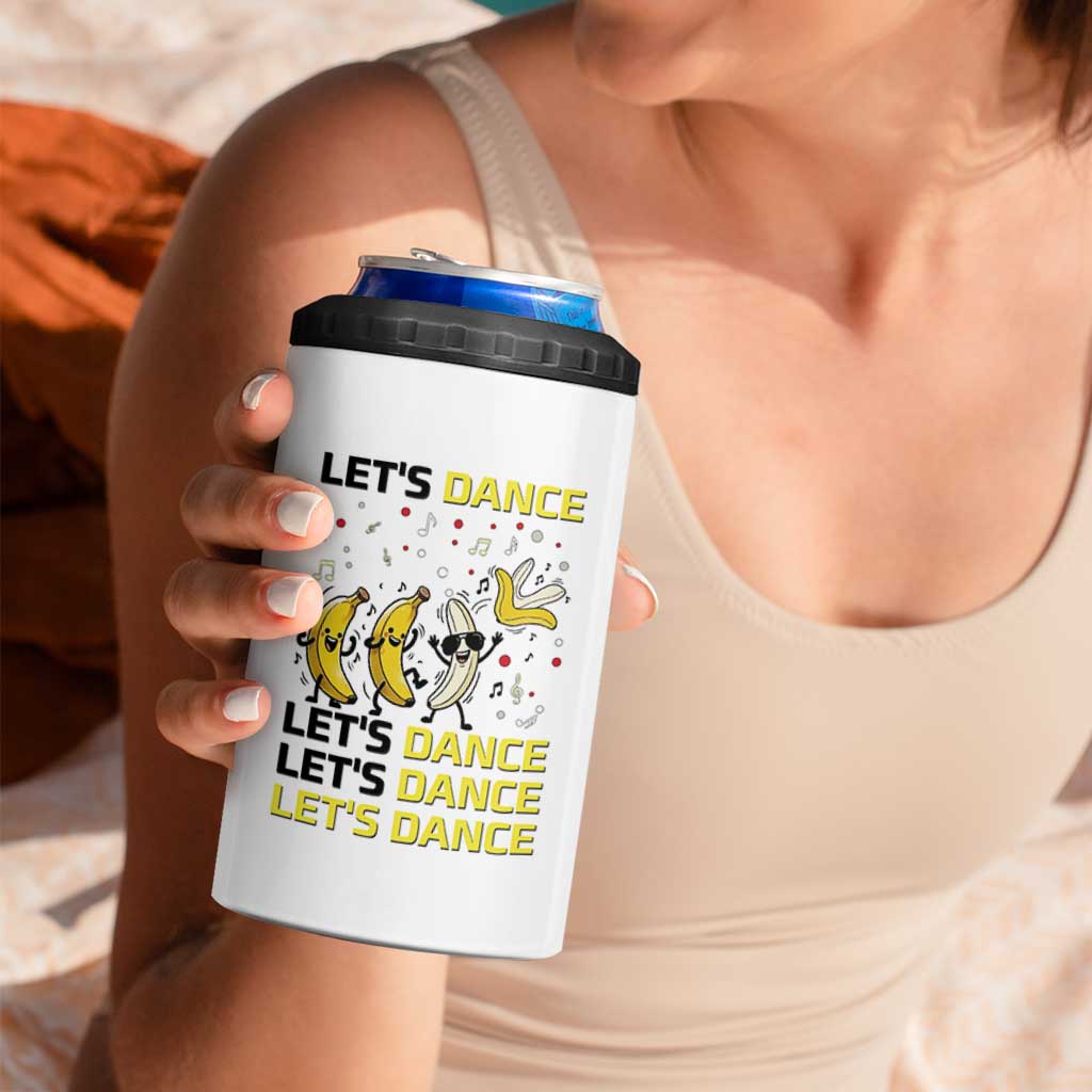 Funny Dancing Banana 4 in 1 Can Cooler Tumbler Lets Dance Silly Meme Graphic