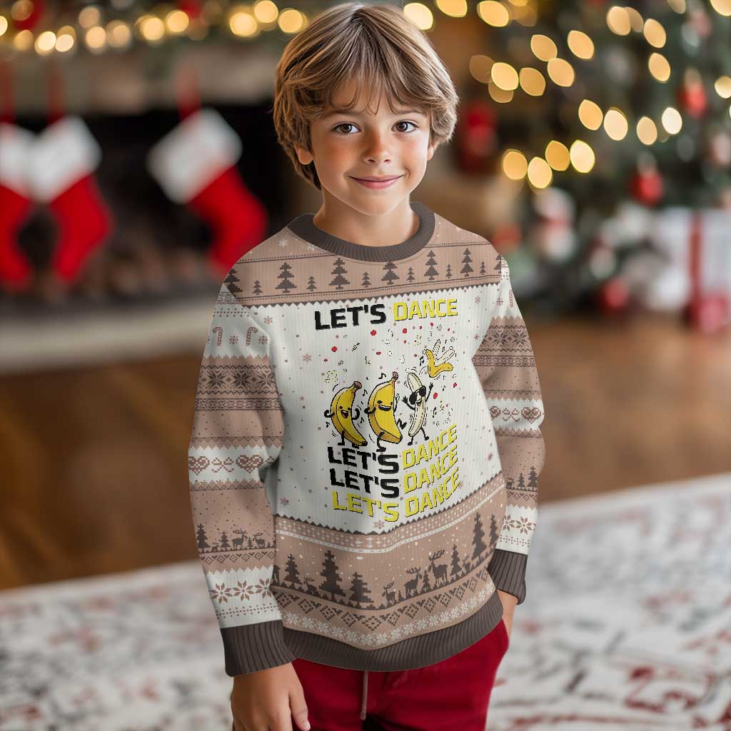 Funny Dancing Banana Ugly Christmas Sweater Lets Dance Silly Meme Graphic