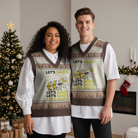 Funny Dancing Banana V-Neck Knit Sweater Vest Lets Dance Silly Meme Graphic