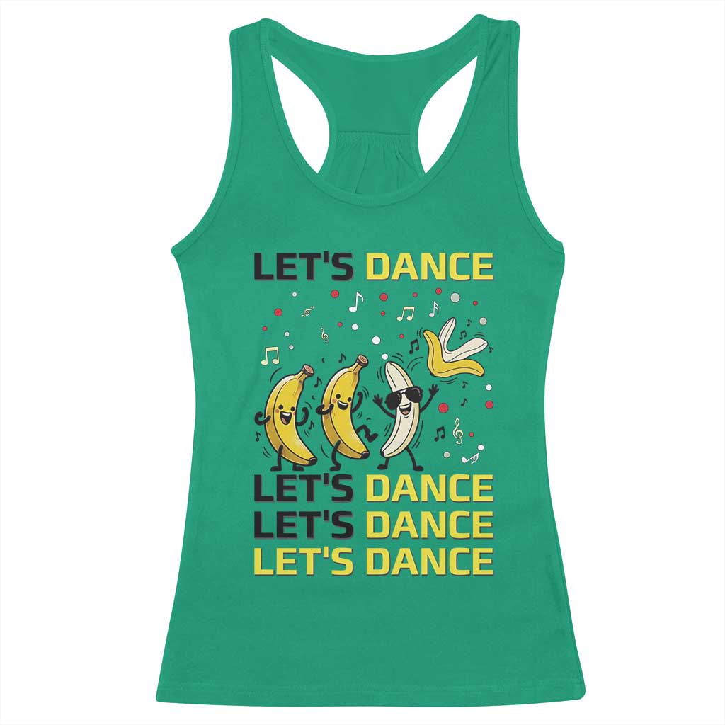 Funny Dancing Banana Racerback Tank Top Lets Dance Silly Meme Graphic