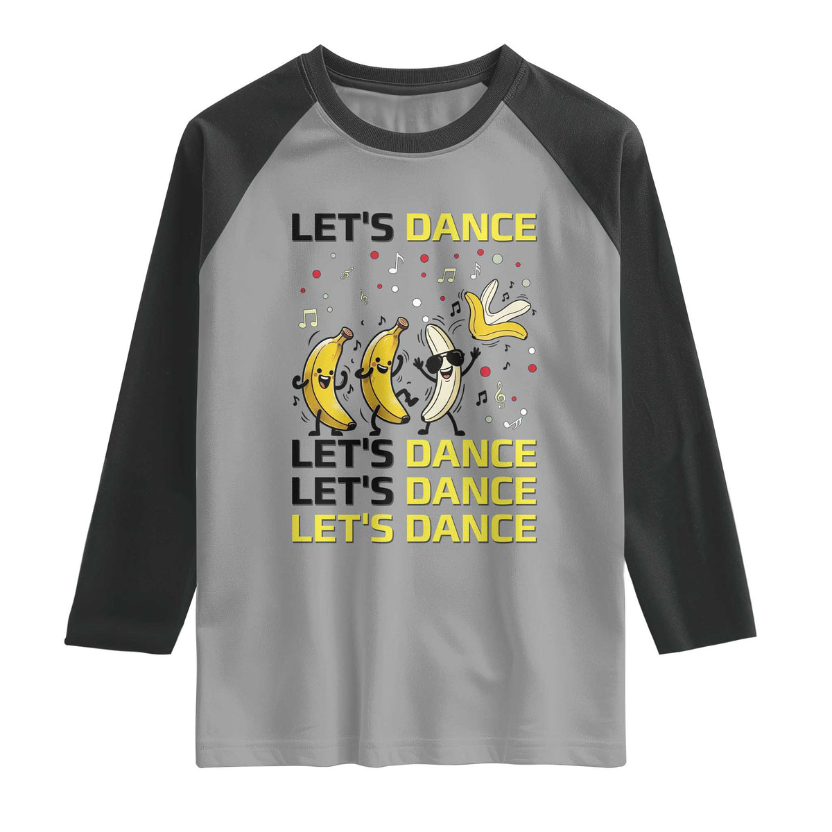 Funny Dancing Banana Raglan Shirt Lets Dance Silly Meme Graphic