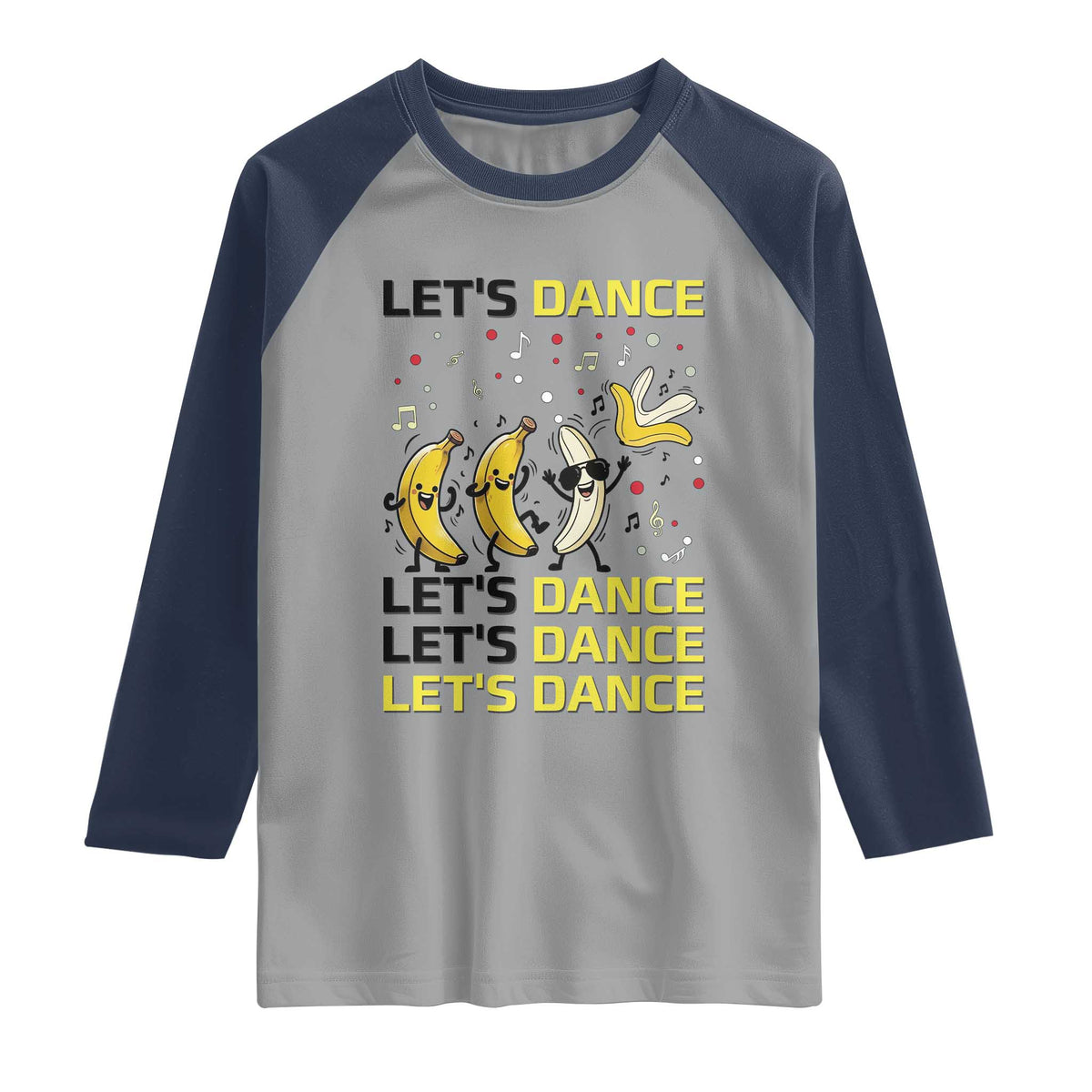 Funny Dancing Banana Raglan Shirt Lets Dance Silly Meme Graphic