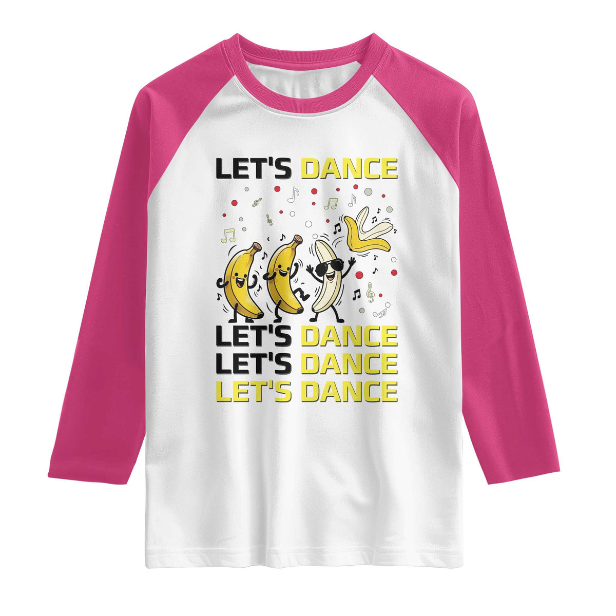 Funny Dancing Banana Raglan Shirt Lets Dance Silly Meme Graphic