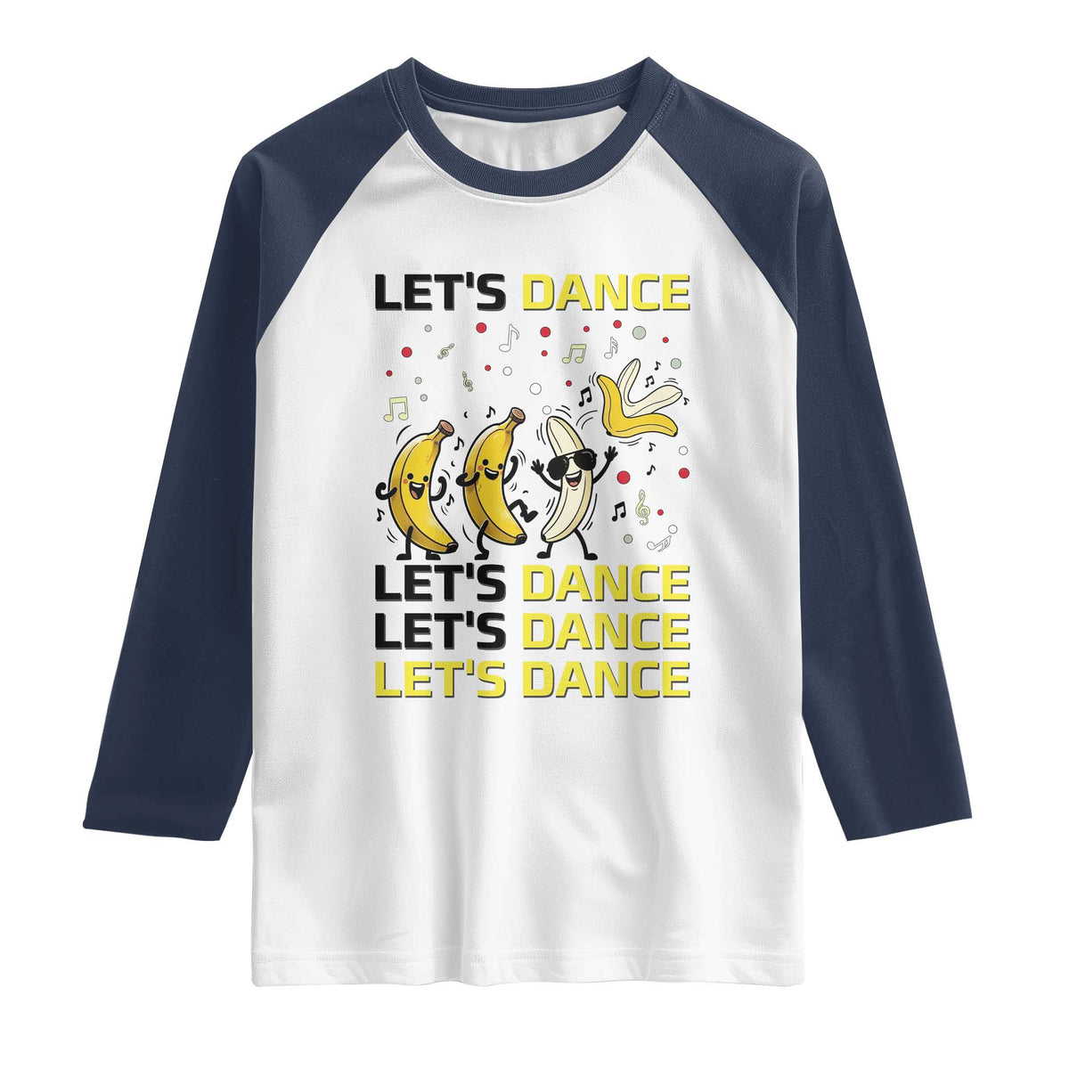Funny Dancing Banana Raglan Shirt Lets Dance Silly Meme Graphic