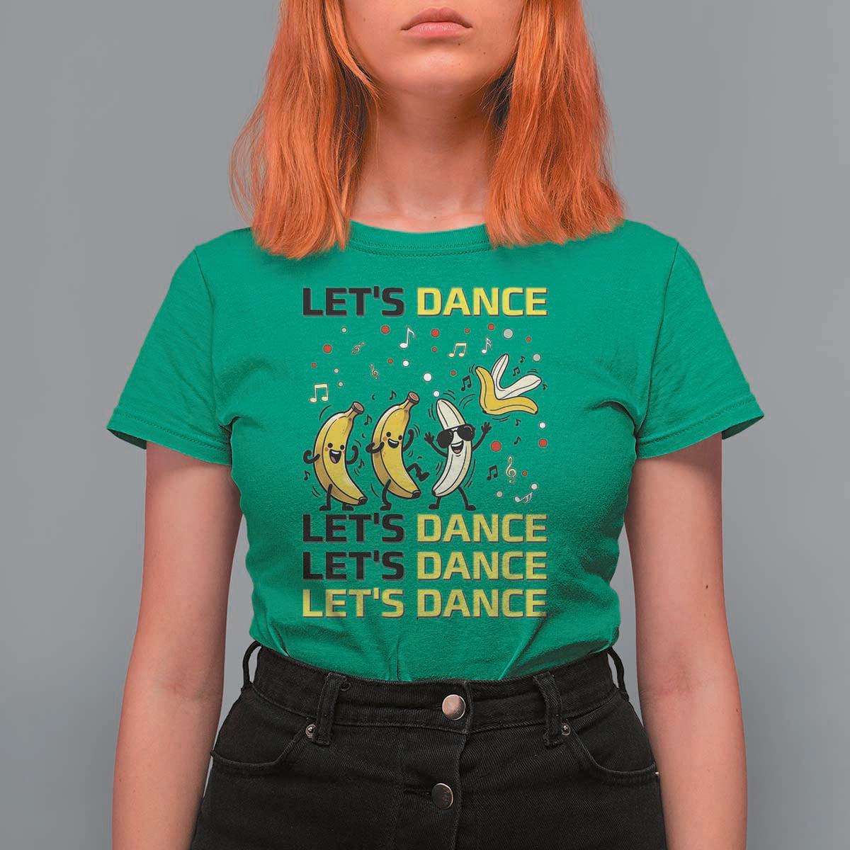 Funny Dancing Banana T Shirt For Women Lets Dance Silly Meme Graphic