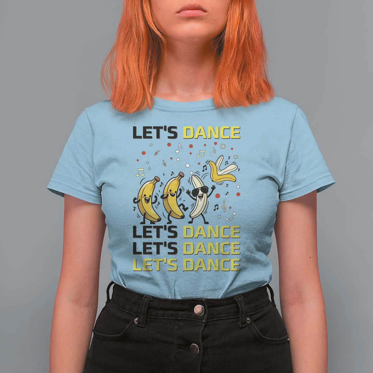 Funny Dancing Banana T Shirt For Women Lets Dance Silly Meme Graphic