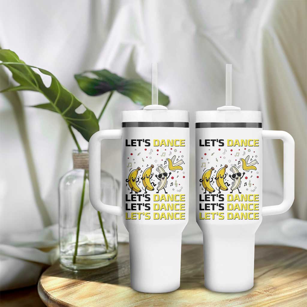 Funny Dancing Banana Tumbler With Handle Lets Dance Silly Meme Graphic