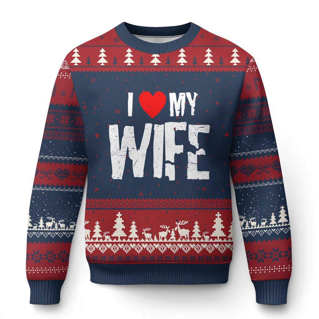 Funny Husband Gift Ugly Christmas Sweater I Love My Wife