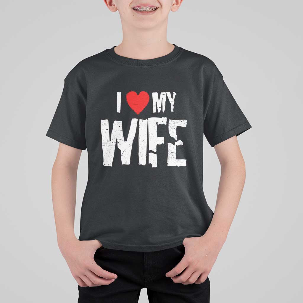 Funny Husband Gift T Shirt For Kid I Love My Wife