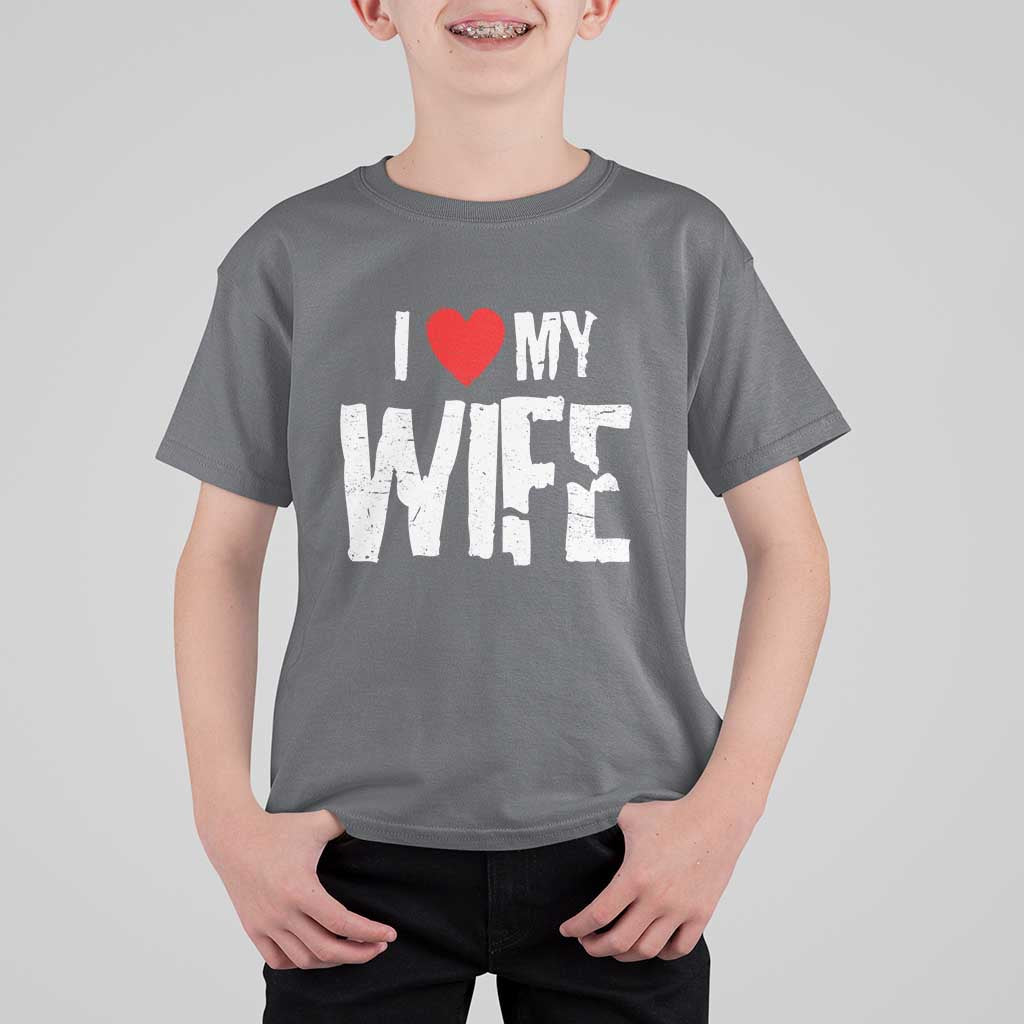 Funny Husband Gift T Shirt For Kid I Love My Wife