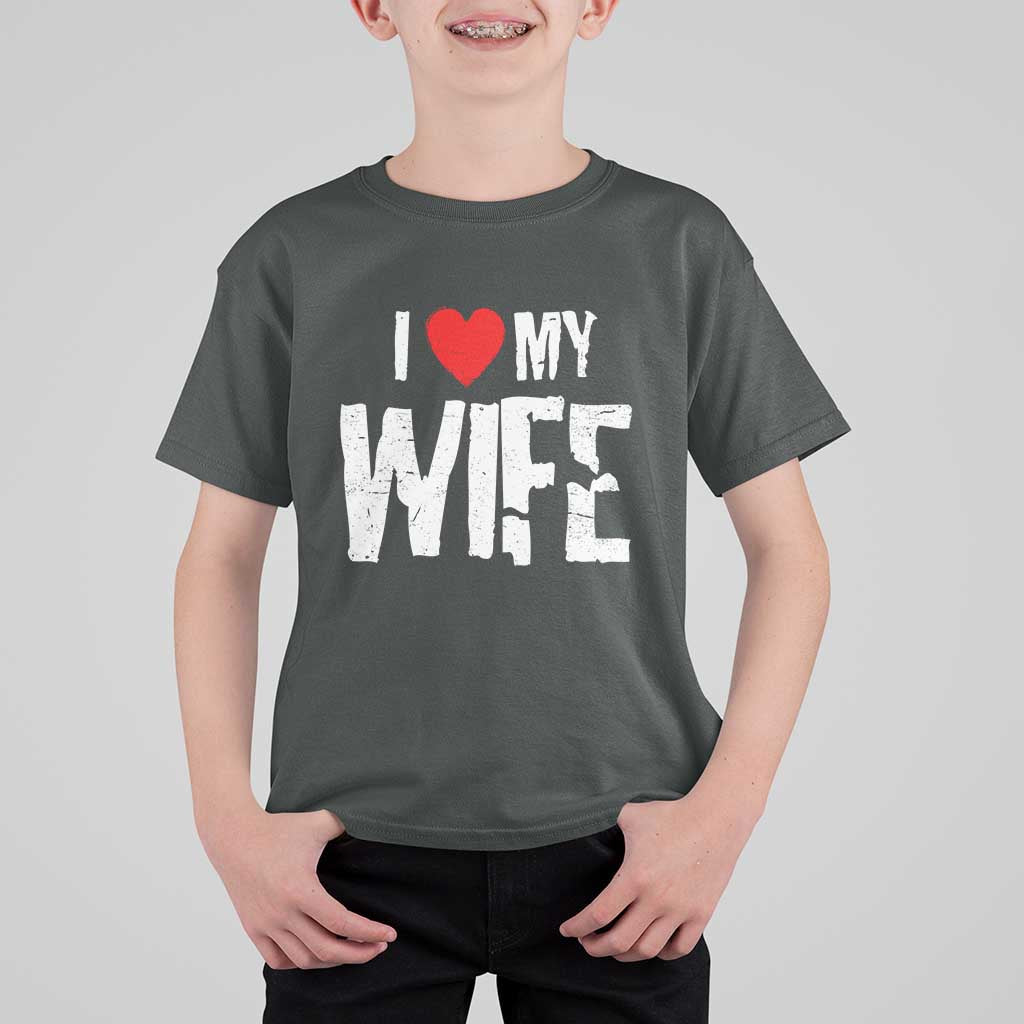 Funny Husband Gift T Shirt For Kid I Love My Wife