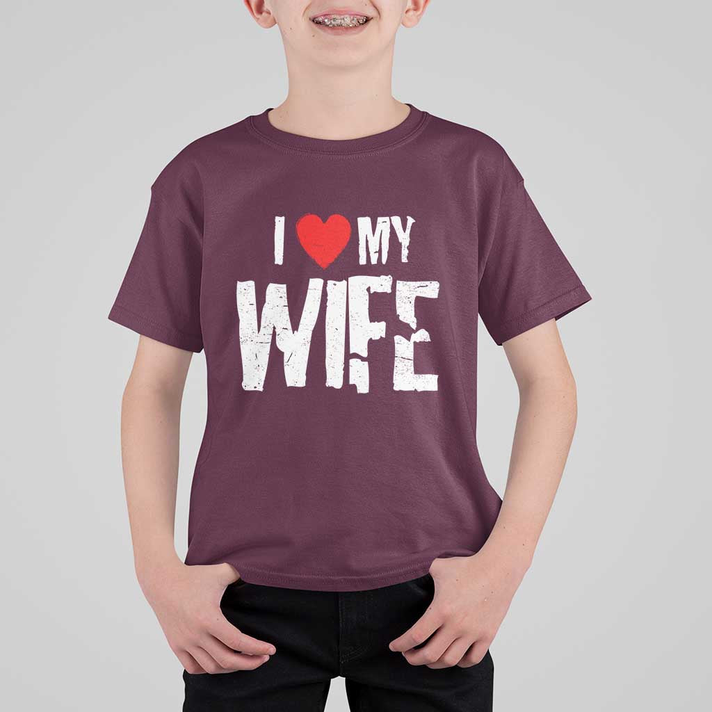 Funny Husband Gift T Shirt For Kid I Love My Wife