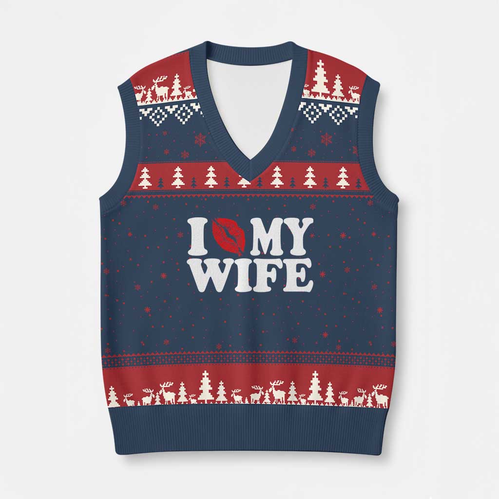 Funny Marriage Gift V-Neck Knit Sweater Vest I Love My Wife
