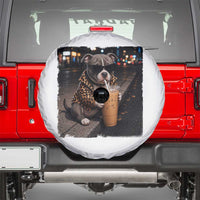 Funny Pitbull Drinking Coffee Spare Tire Cover Dog Meme Caffeine Graphic