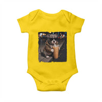 Funny Pitbull Drinking Coffee Baby Onesie Dog Meme Caffeine Graphic