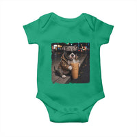 Funny Pitbull Drinking Coffee Baby Onesie Dog Meme Caffeine Graphic