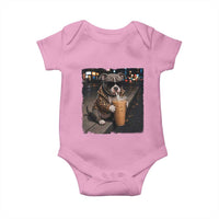 Funny Pitbull Drinking Coffee Baby Onesie Dog Meme Caffeine Graphic