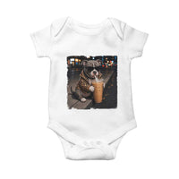 Funny Pitbull Drinking Coffee Baby Onesie Dog Meme Caffeine Graphic