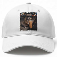 Funny Pitbull Drinking Coffee Baseball Cap Dog Meme Caffeine Graphic