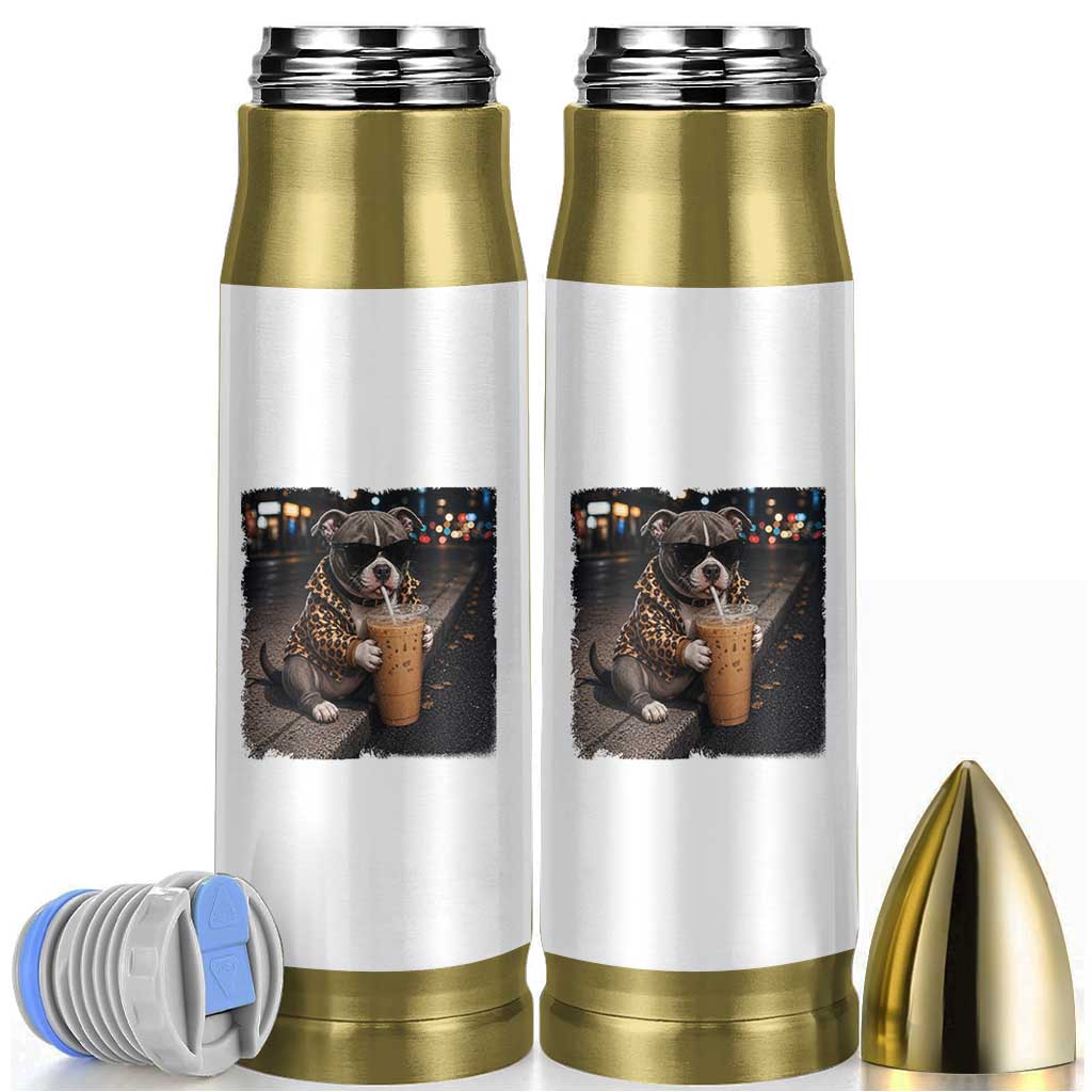 Funny Pitbull Drinking Coffee Bullet Tumbler Dog Meme Caffeine Graphic