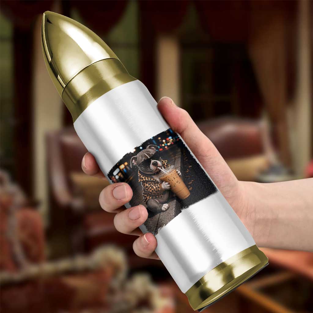 Funny Pitbull Drinking Coffee Bullet Tumbler Dog Meme Caffeine Graphic