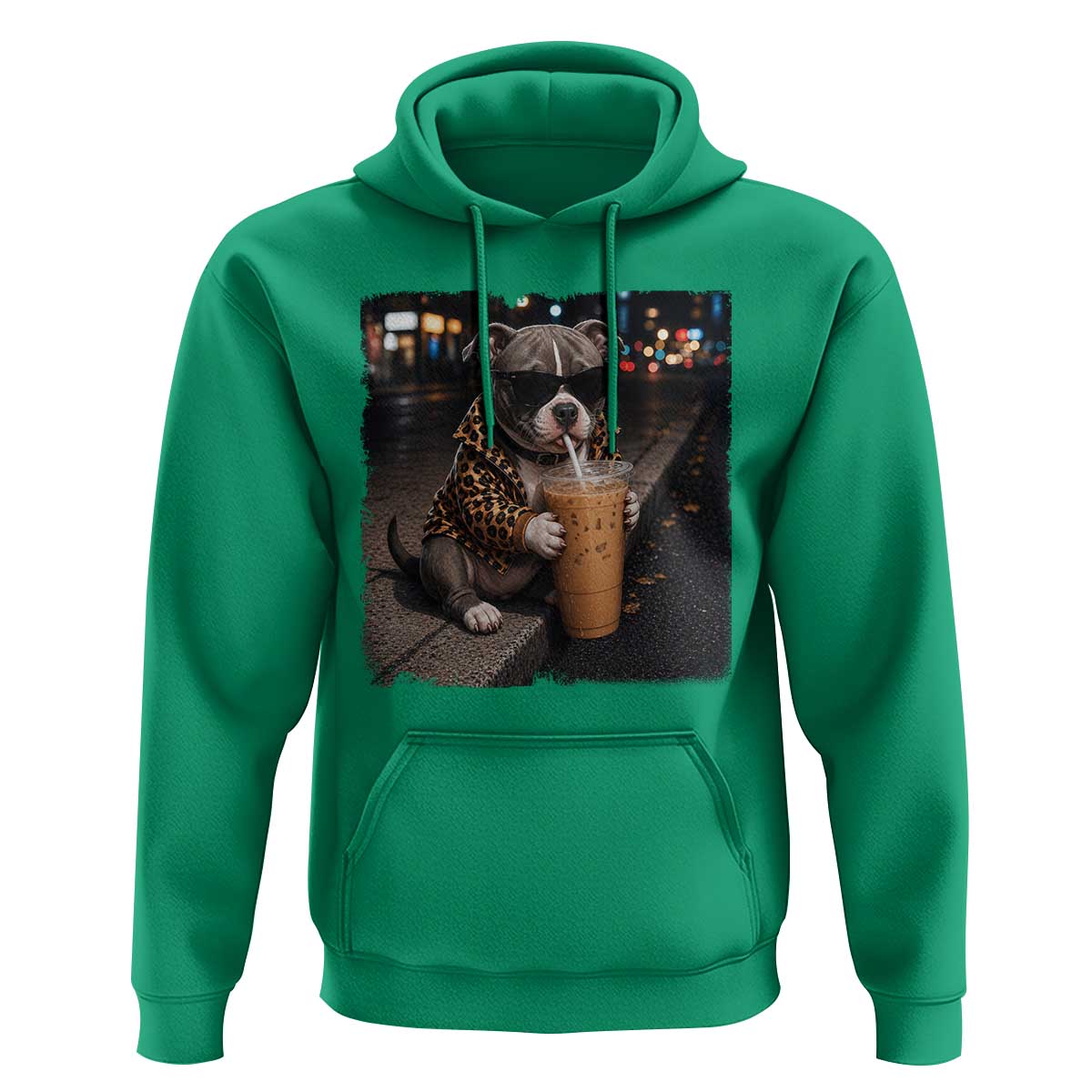Funny Pitbull Drinking Coffee Hoodie Dog Meme Caffeine Graphic