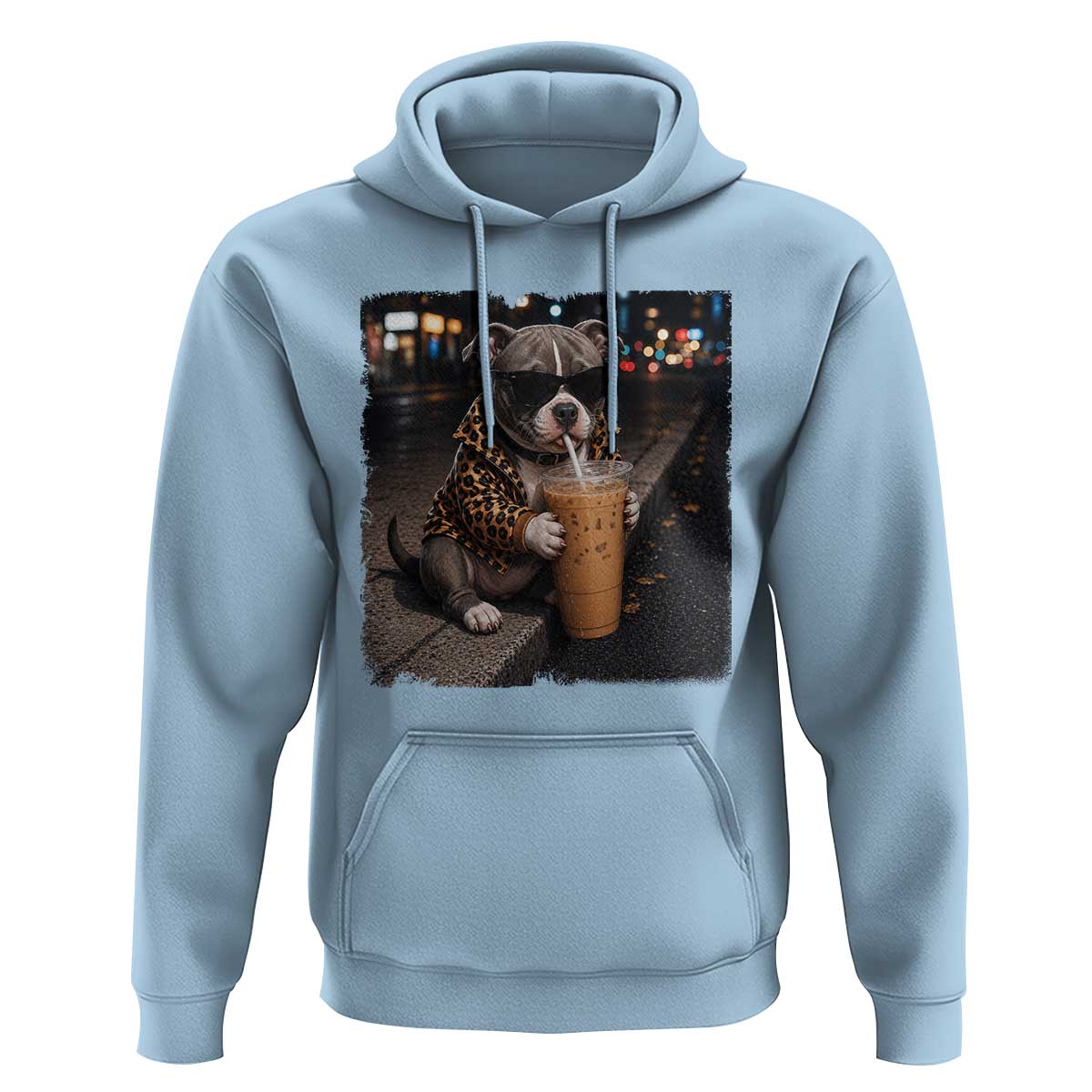 Funny Pitbull Drinking Coffee Hoodie Dog Meme Caffeine Graphic