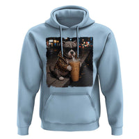 Funny Pitbull Drinking Coffee Hoodie Dog Meme Caffeine Graphic