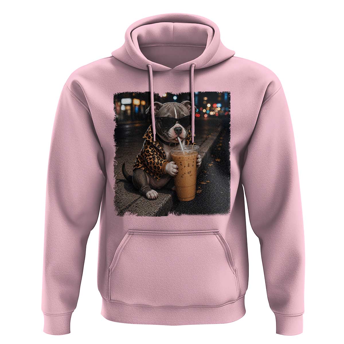 Funny Pitbull Drinking Coffee Hoodie Dog Meme Caffeine Graphic