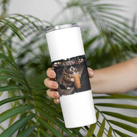 Funny Pitbull Drinking Coffee Skinny Tumbler Dog Meme Caffeine Graphic