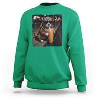 Funny Pitbull Drinking Coffee Sweatshirt Dog Meme Caffeine Graphic