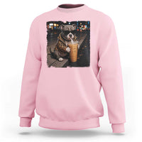 Funny Pitbull Drinking Coffee Sweatshirt Dog Meme Caffeine Graphic