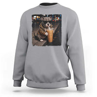 Funny Pitbull Drinking Coffee Sweatshirt Dog Meme Caffeine Graphic