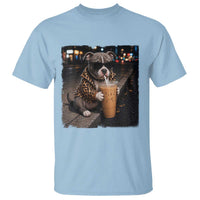 Funny Pitbull Drinking Coffee T Shirt Dog Meme Caffeine Graphic