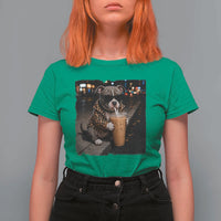 Funny Pitbull Drinking Coffee T Shirt For Women Dog Meme Caffeine Graphic