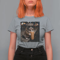 Funny Pitbull Drinking Coffee T Shirt For Women Dog Meme Caffeine Graphic