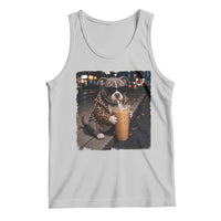 Funny Pitbull Drinking Coffee Tank Top Dog Meme Caffeine Graphic