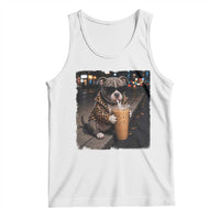 Funny Pitbull Drinking Coffee Tank Top Dog Meme Caffeine Graphic